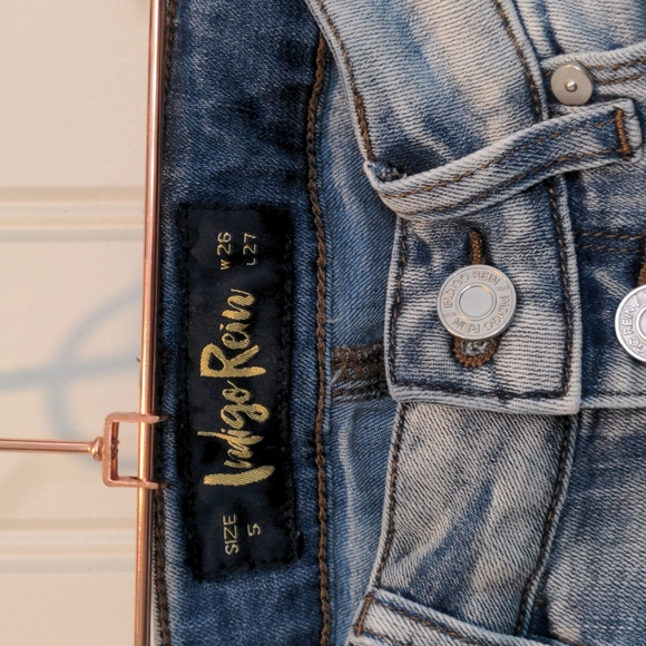 Distress raw hem hi rise jeans - Picture 2 of 6